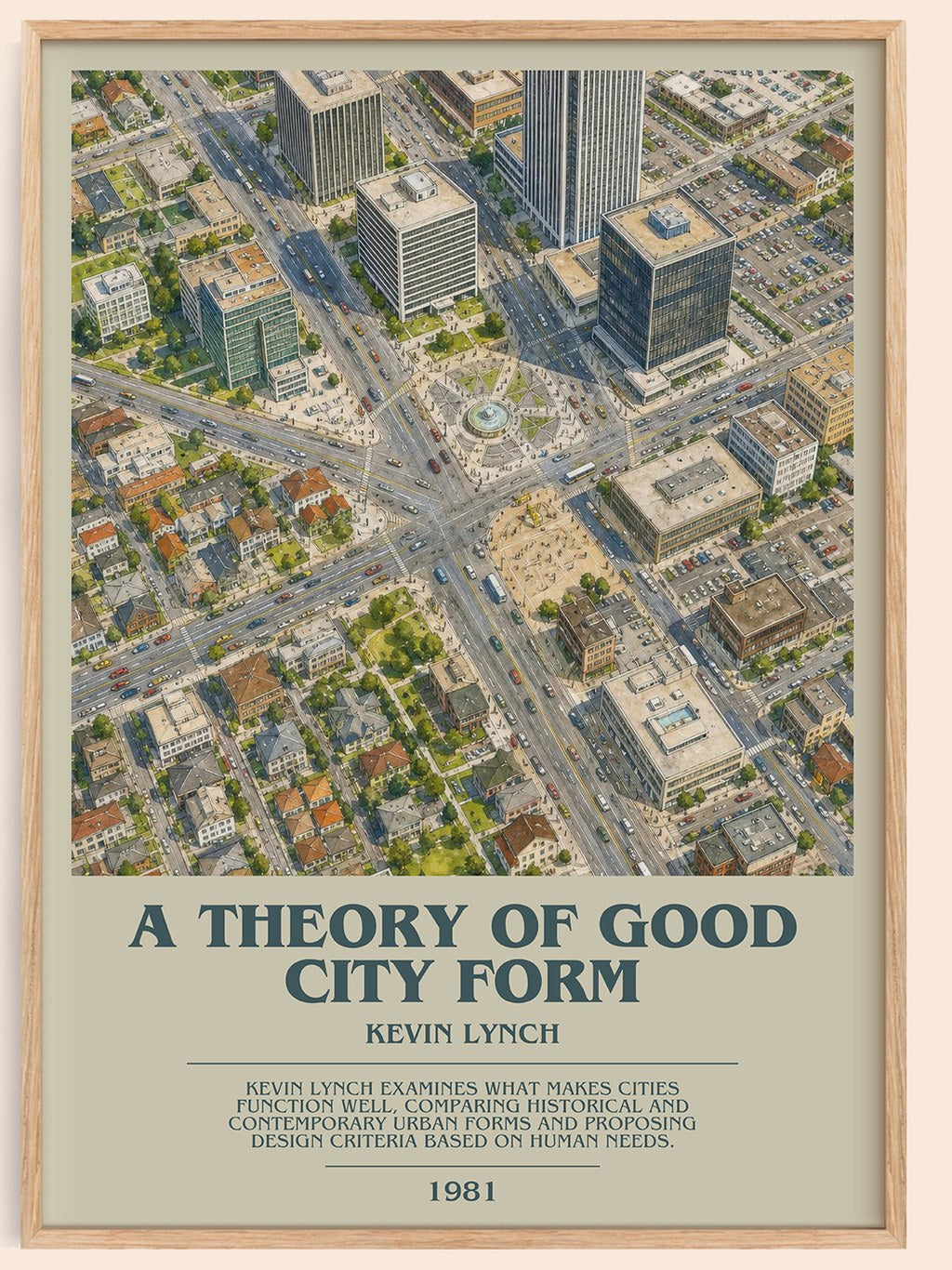 A Theory of Good City Form bookish book poster by Kevin Lynch – framed literary art print