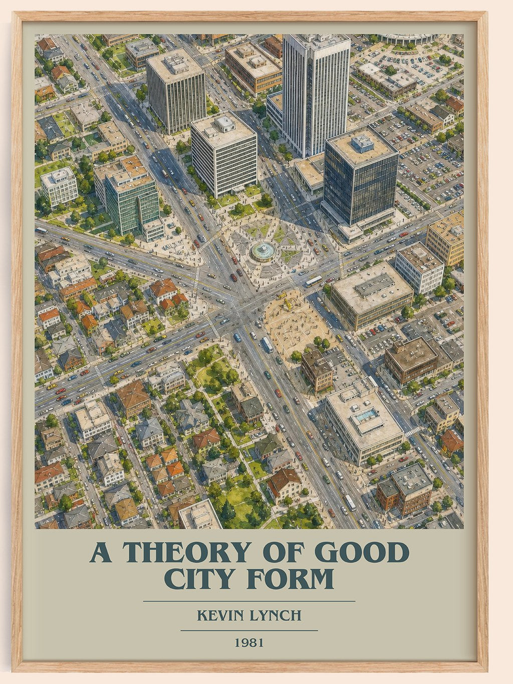 A Theory of Good City Form book cover book poster by Kevin Lynch – framed literary art print