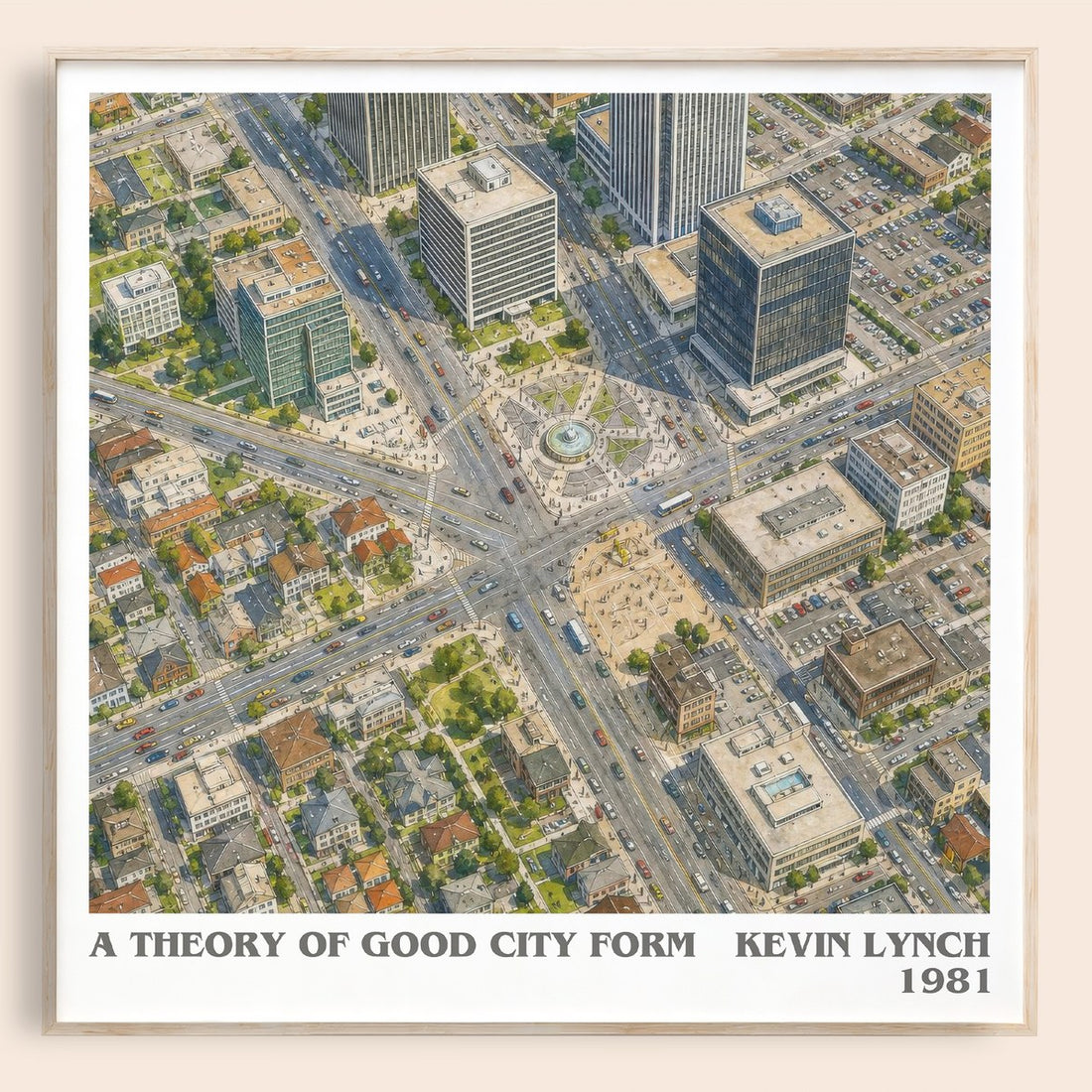 A Theory of Good City Form literary book poster by Kevin Lynch – framed literary art print