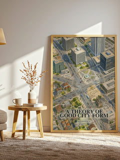 A Theory of Good City Form watercolour print in frame leaning in hallway – non fiction wall art