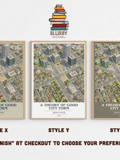A Theory of Good City Form book cover print in frame leaning in hallway – non fiction wall art