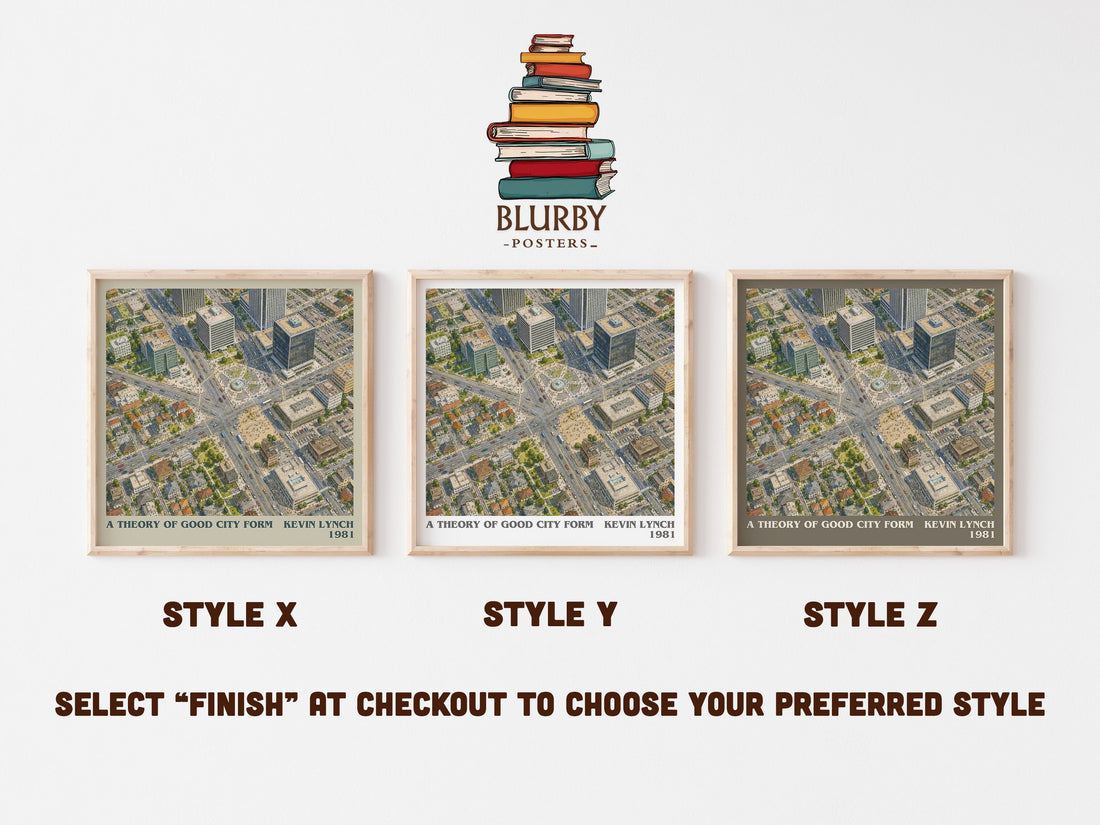 A Theory of Good City Form literary print in frame leaning in hallway – non fiction wall art (mockup)