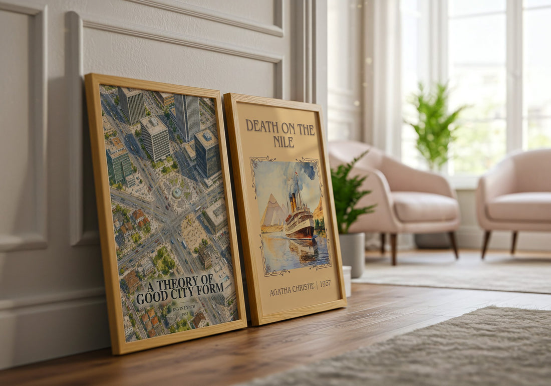 A Theory of Good City Form watercolour print framed by window – literary home decor