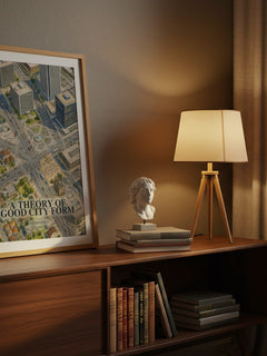 A Theory of Good City Form watercolour print on bookshelf – Kevin Lynch fan gift