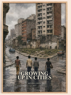 Growing up in cities watercolour book poster by Kevin Lynch – framed literary art print