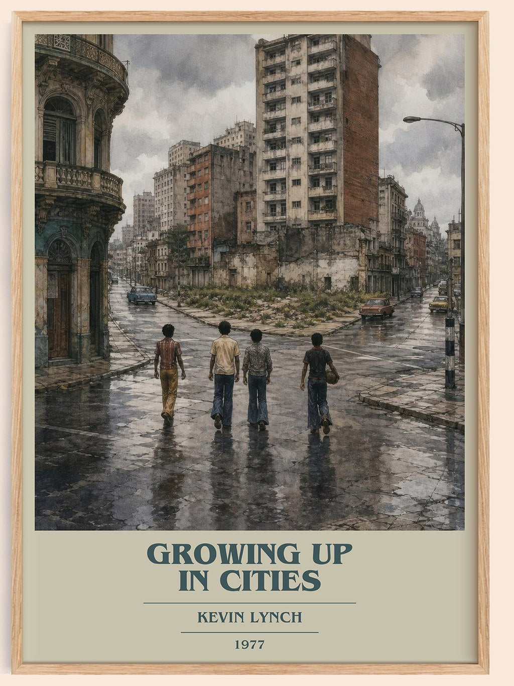 Growing up in cities book cover book poster by Kevin Lynch – framed literary art print
