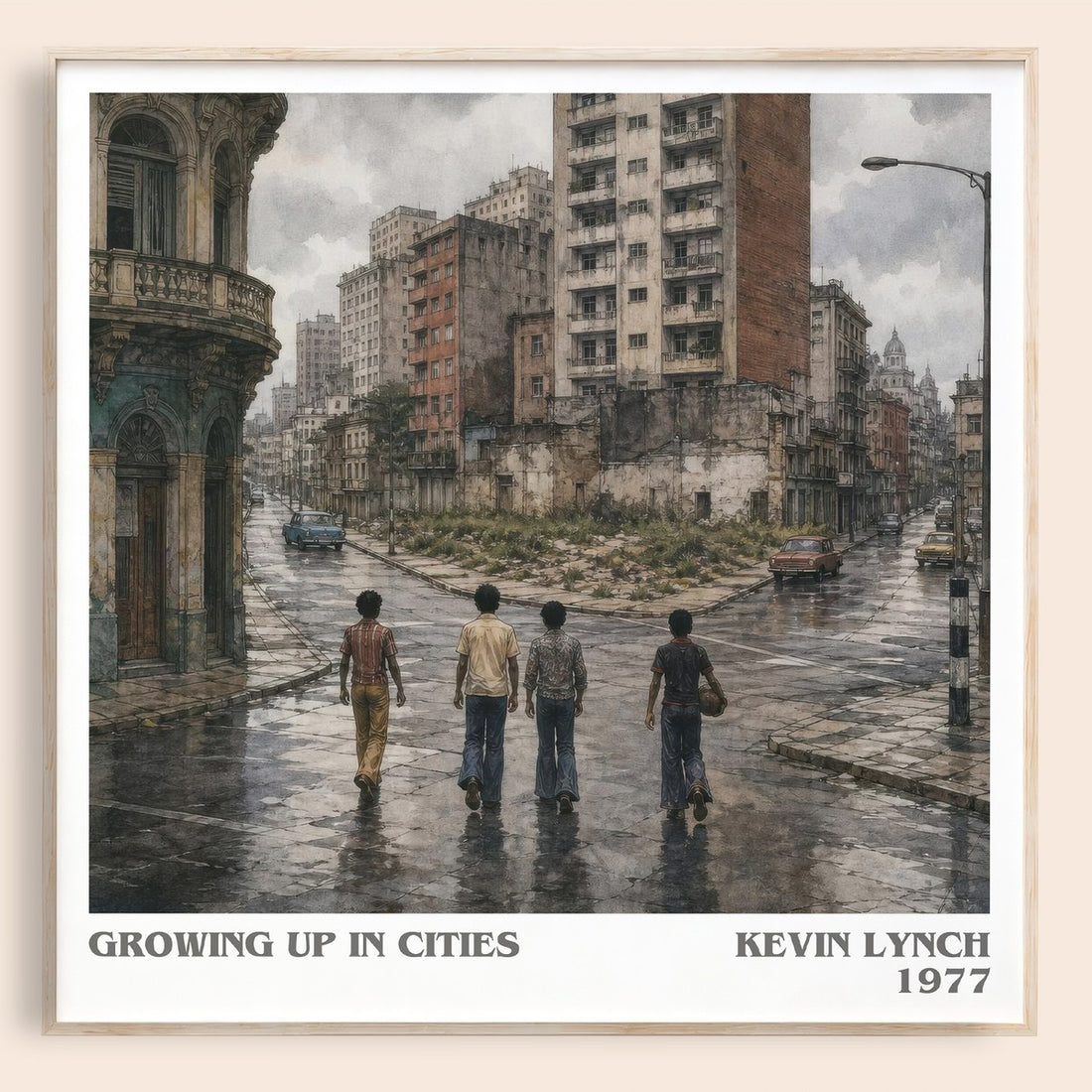Growing up in cities literary book poster by Kevin Lynch – framed literary art print