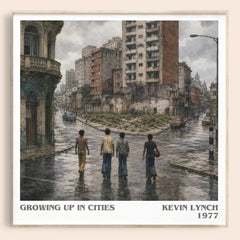 Growing up in cities literary book poster by Kevin Lynch – framed literary art print