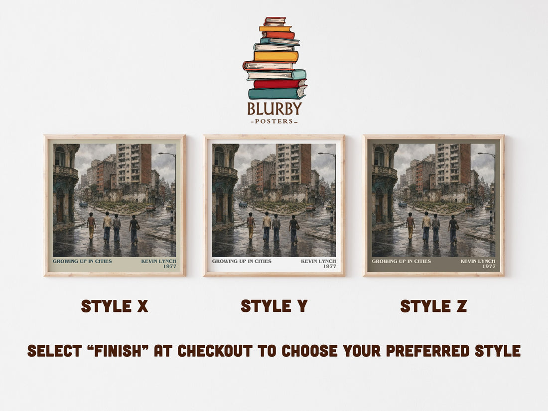 Growing up in cities literary print in frame leaning in hallway – non fiction wall art (mockup)