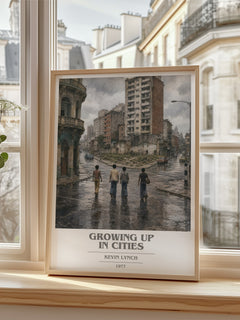 Growing up in cities book cover poster colour and style options – Kevin Lynch book art