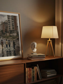 Growing up in cities watercolour print on bookshelf – Kevin Lynch fan gift