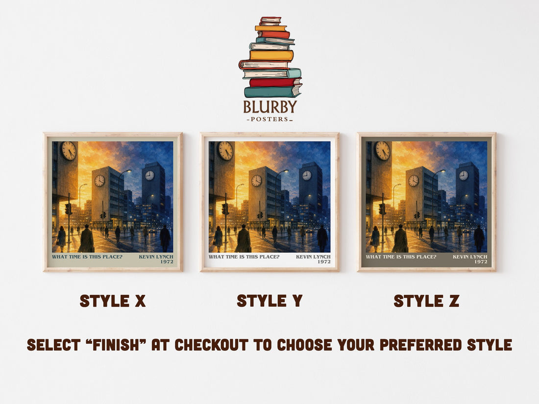 What Time is This Place? literary print in frame leaning in hallway – non fiction wall art (mockup)