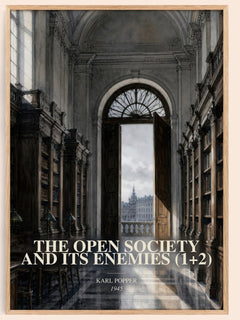 The Open Society and Its Enemies (1+2) watercolour book poster by Karl Popper – framed literary art print