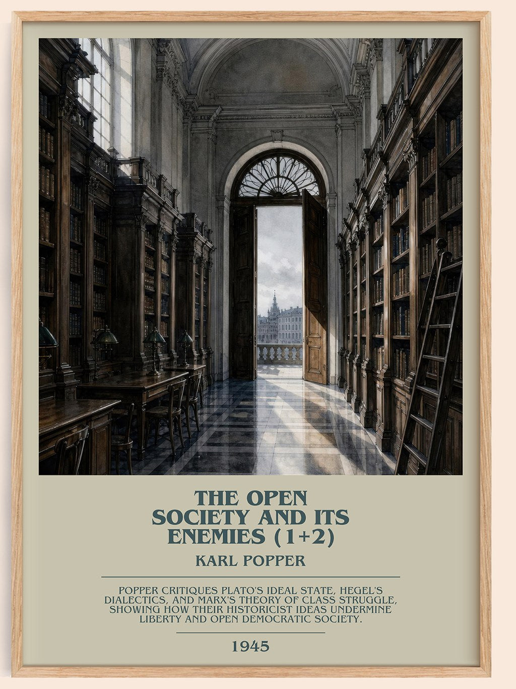 The Open Society and Its Enemies (1+2) bookish book poster by Karl Popper – framed literary art print