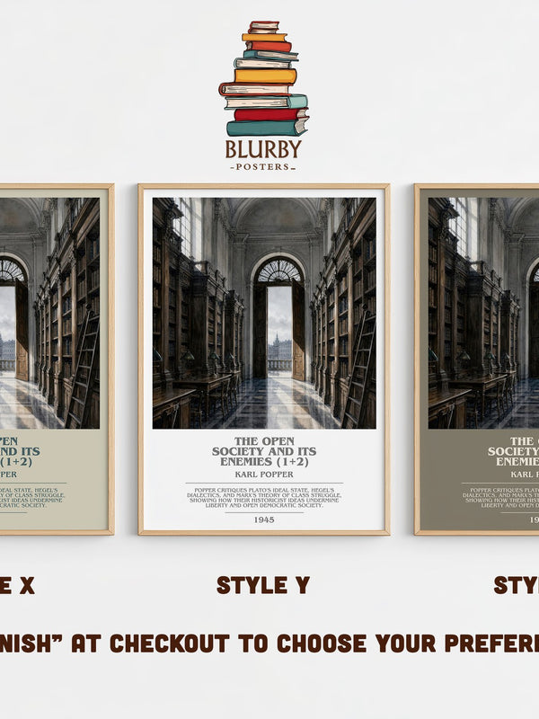 The Open Society and Its Enemies (1+2) bookish print in frame leaning in hallway – philosophy wall art