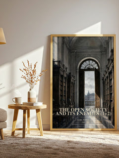 The Open Society and Its Enemies (1+2) watercolour print in frame leaning in hallway – philosophy wall art