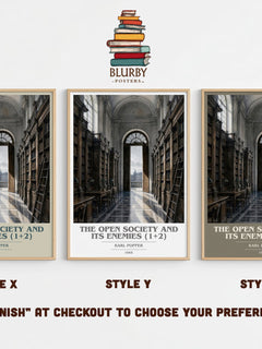 The Open Society and Its Enemies (1+2) book cover print in frame leaning in hallway – philosophy wall art