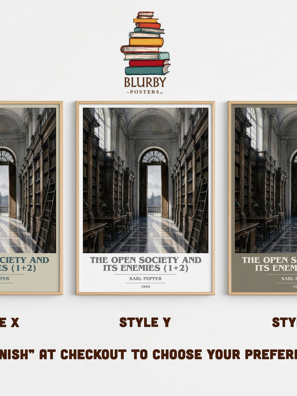 The Open Society and Its Enemies (1+2) book cover print in frame leaning in hallway – philosophy wall art