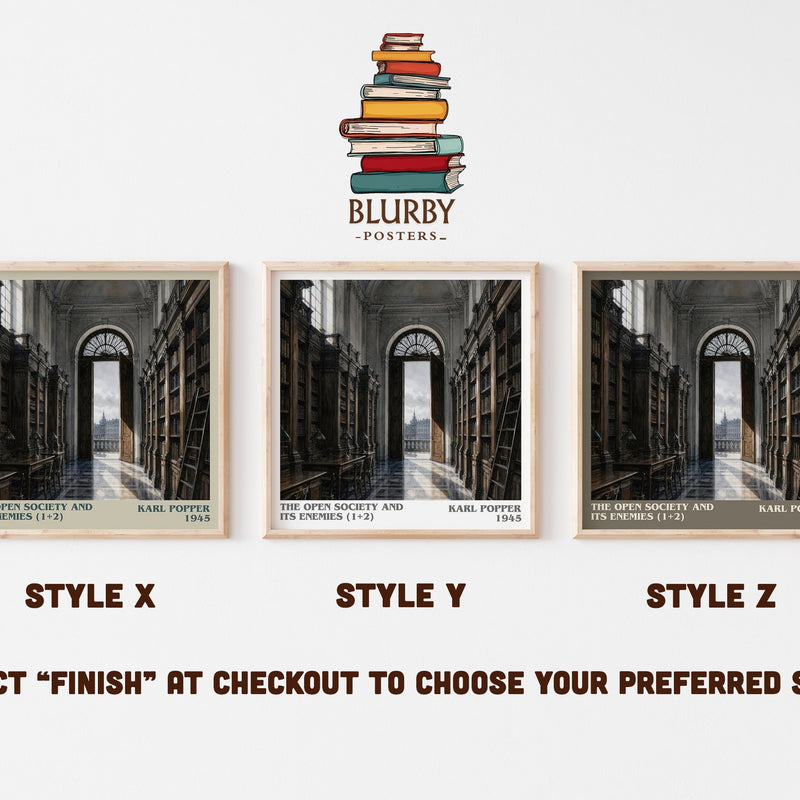 The Open Society and Its Enemies (1+2) literary print in frame leaning in hallway – philosophy wall art
