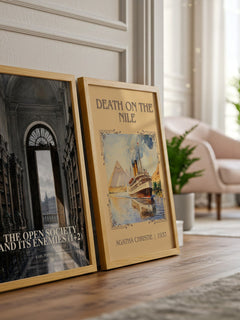 The Open Society and Its Enemies (1+2) watercolour print framed by window – literary home decor
