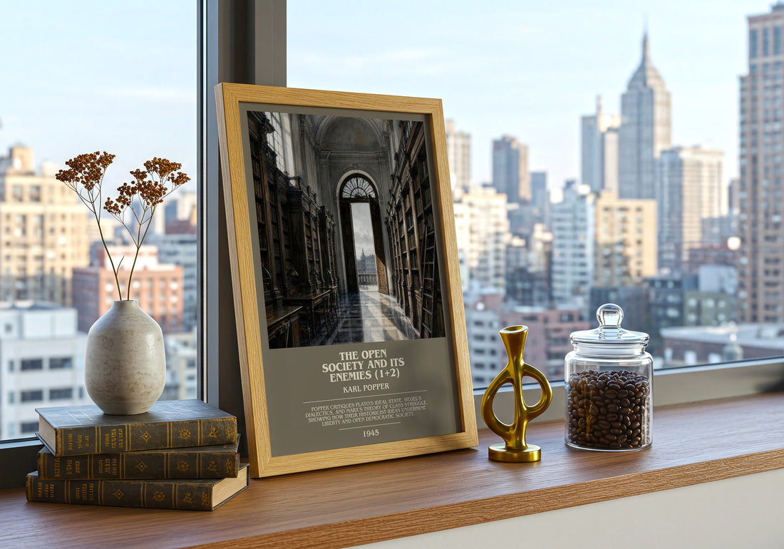 The Open Society and Its Enemies (1+2) bookish print framed by window – literary home decor