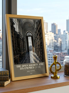 The Open Society and Its Enemies (1+2) book cover print framed by window – literary home decor