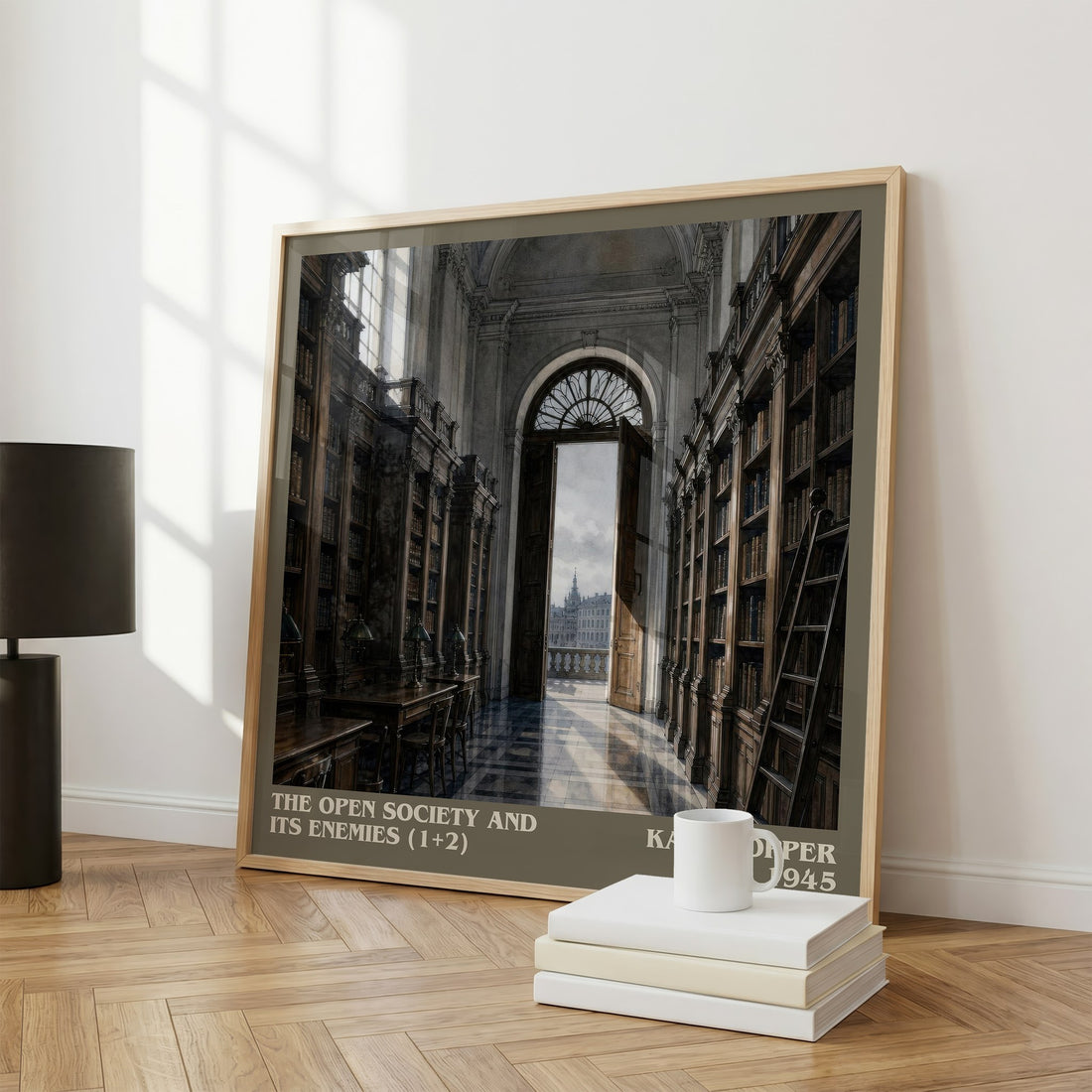 The Open Society and Its Enemies (1+2) literary print framed by window – literary home decor