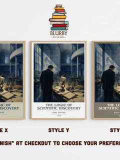 The Logic of Scientific Discovery book cover print in frame leaning in hallway – philosophy wall art