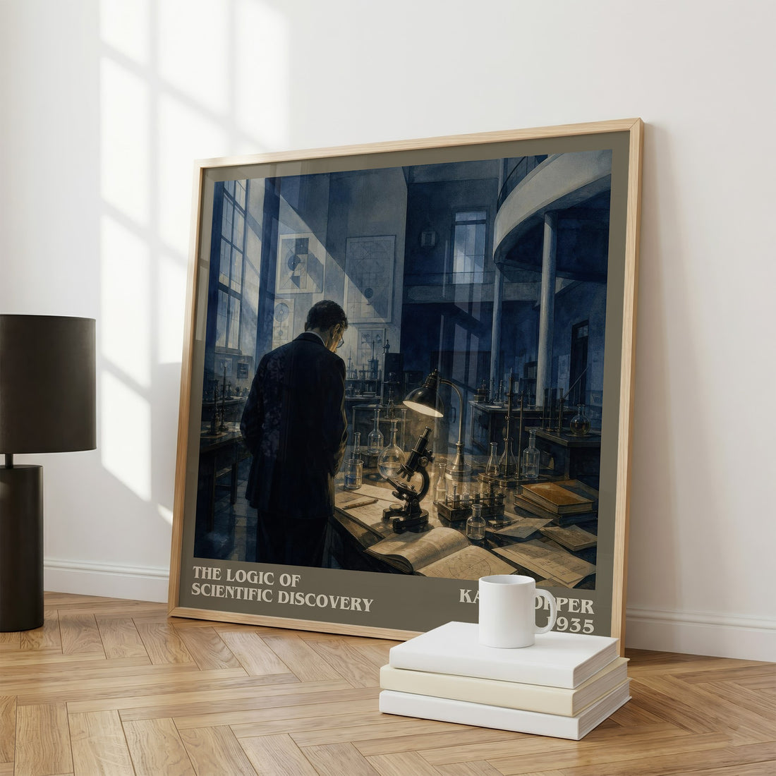 The Logic of Scientific Discovery literary print framed by window – literary home decor