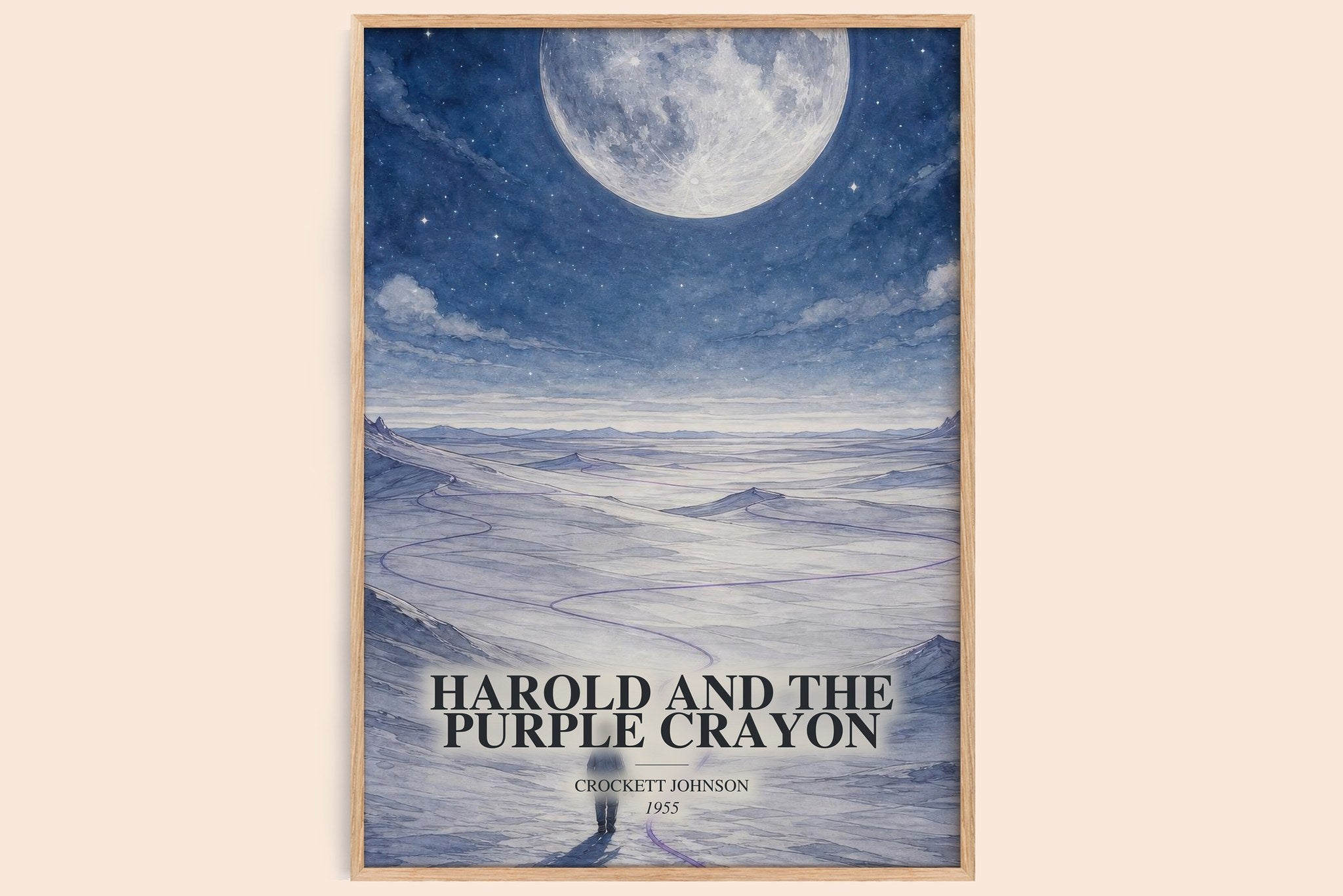 Harold and the Purple Crayon Book Watercolour Illustration by Crockett Johnson