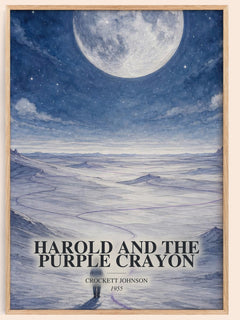 Harold and the Purple Crayon watercolour book poster by Crockett Johnson – framed literary art print