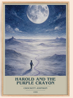 Harold and the Purple Crayon Book Cover Poster by Crockett Johnson – framed poster