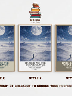 Harold and the Purple Crayon Book Cover Poster by Crockett Johnson – Style X, Y and Z side by side – choose your finish