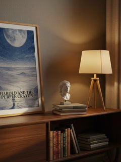 Harold and the Purple Crayon watercolour print on bookshelf – Crockett Johnson fan gift