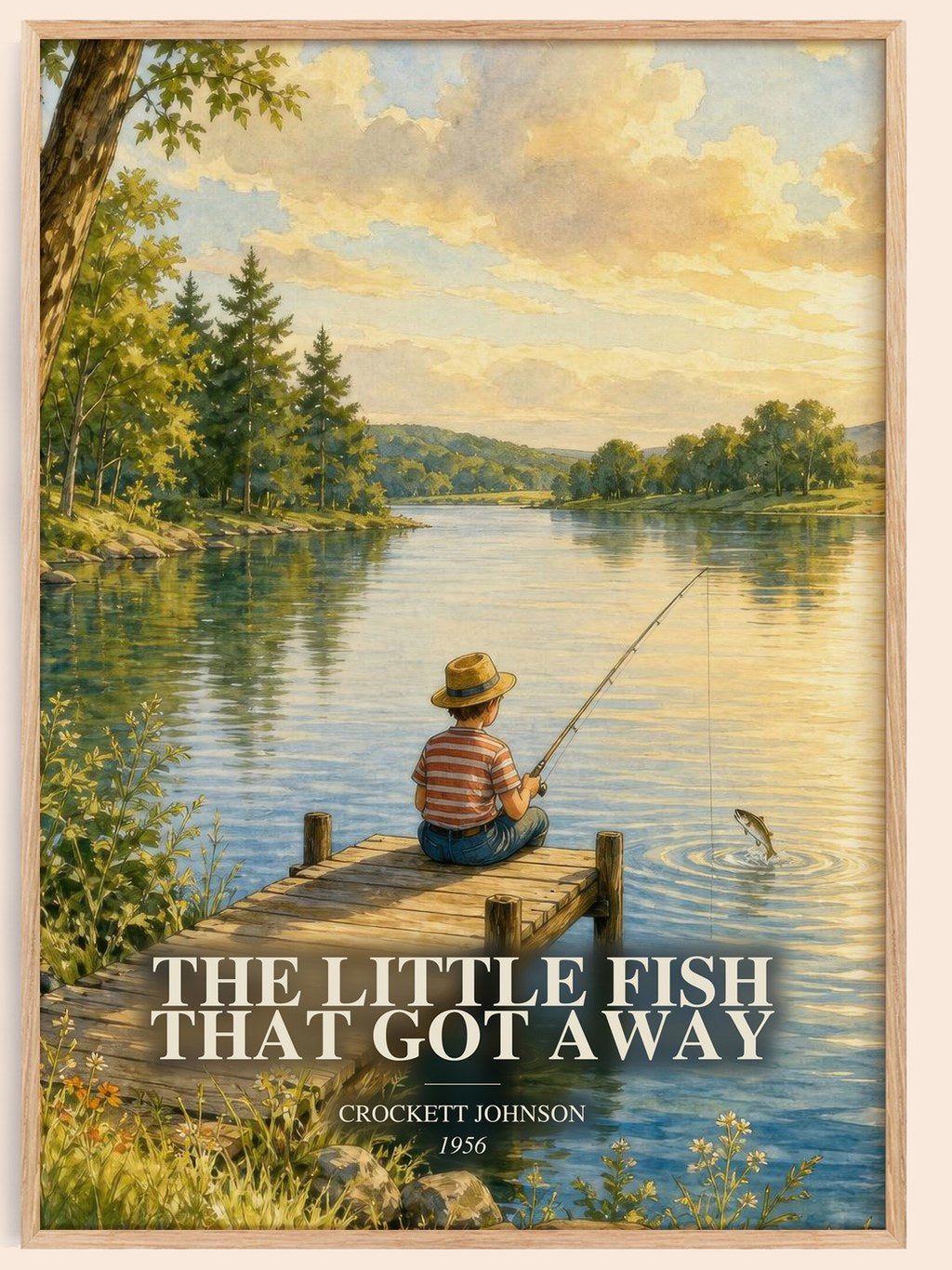 The Little Fish That Got Away watercolour book poster by Crockett Johnson – framed literary art print