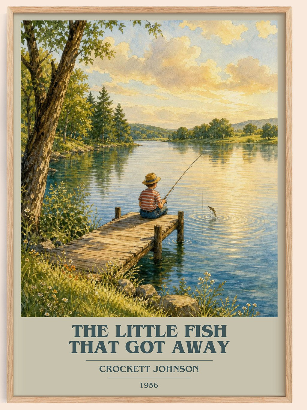 The Little Fish That Got Away book cover book poster by Crockett Johnson – framed literary art print