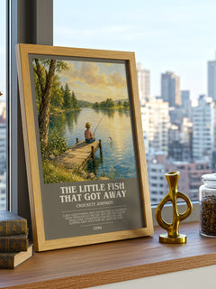 The Little Fish That Got Away bookish print framed by window – literary home decor