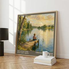 The Little Fish That Got Away literary print framed by window – literary home decor