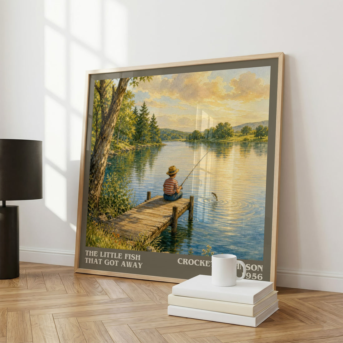 The Little Fish That Got Away literary print framed by window – literary home decor