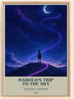 Harold's Trip to the Sky book cover book poster by Crockett Johnson – framed literary art print