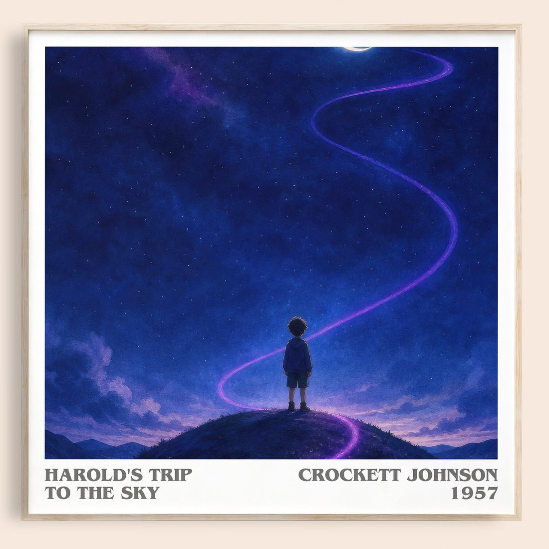 Harold's Trip to the Sky literary book poster by Crockett Johnson – framed literary art print
