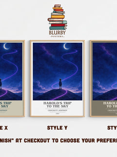 Harold's Trip to the Sky book cover print in frame leaning in hallway – childrens wall art