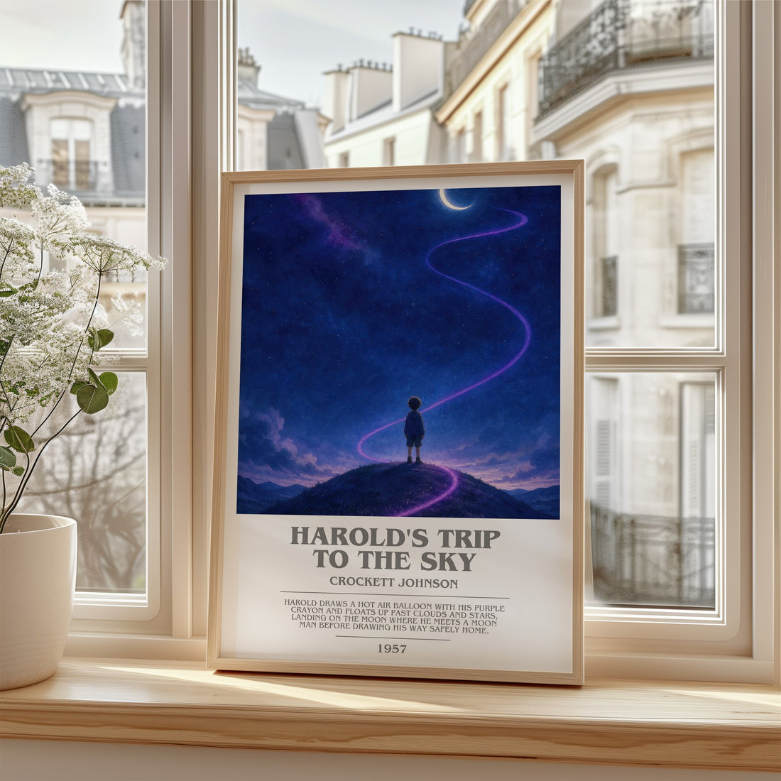 Harold's Trip to the Sky bookish poster colour and style options – Crockett Johnson book art