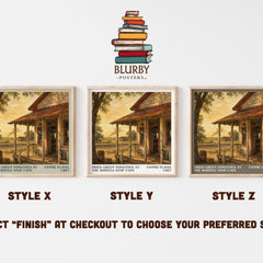 Fried Green Tomatoes at the Whistle Stop Cafe literary print in frame leaning in hallway – contemporary fiction wall art