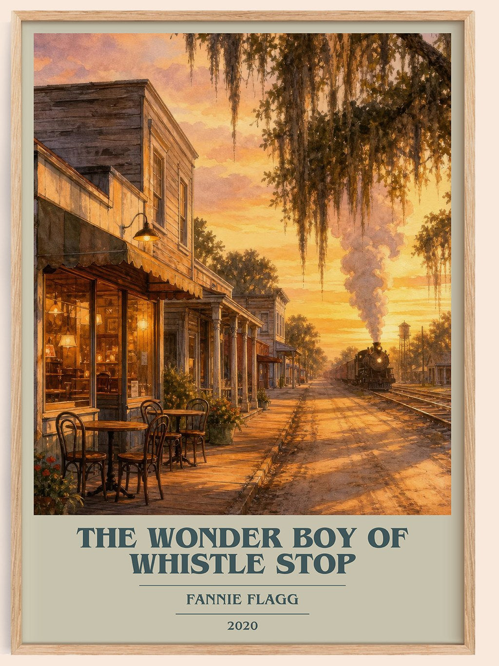 The Wonder Boy of Whistle Stop book cover book poster by Fannie Flagg – framed literary art print