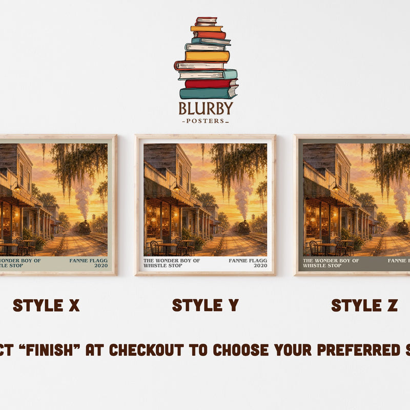 The Wonder Boy of Whistle Stop literary print in frame leaning in hallway – contemporary fiction wall art