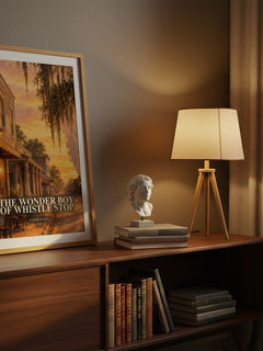 The Wonder Boy of Whistle Stop watercolour print on bookshelf – Fannie Flagg fan gift