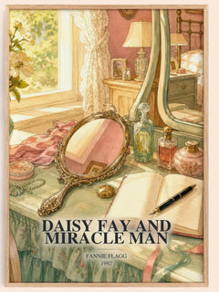 Daisy Fay and Miracle Man watercolour book poster by Fannie Flagg – framed literary art print