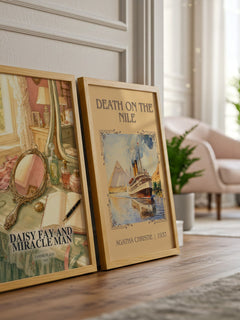 Daisy Fay and Miracle Man watercolour print framed by window – literary home decor