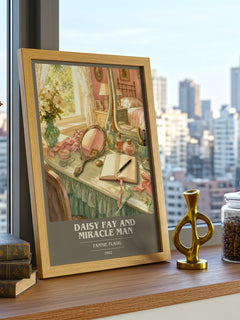 Daisy Fay and Miracle Man book cover print framed by window – literary home decor